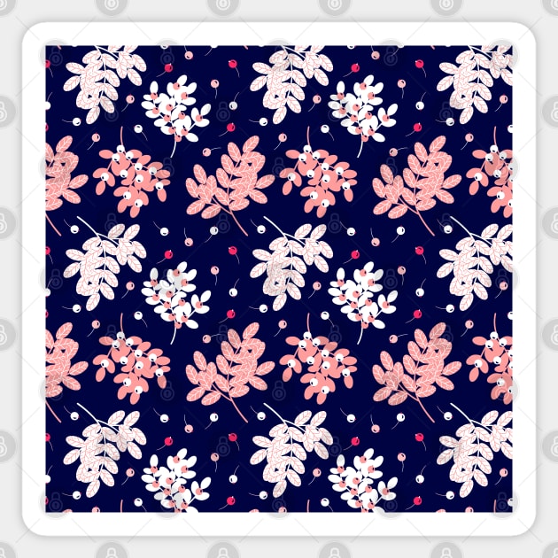 Floral design Navy Pink Pattern Sticker by Patternos